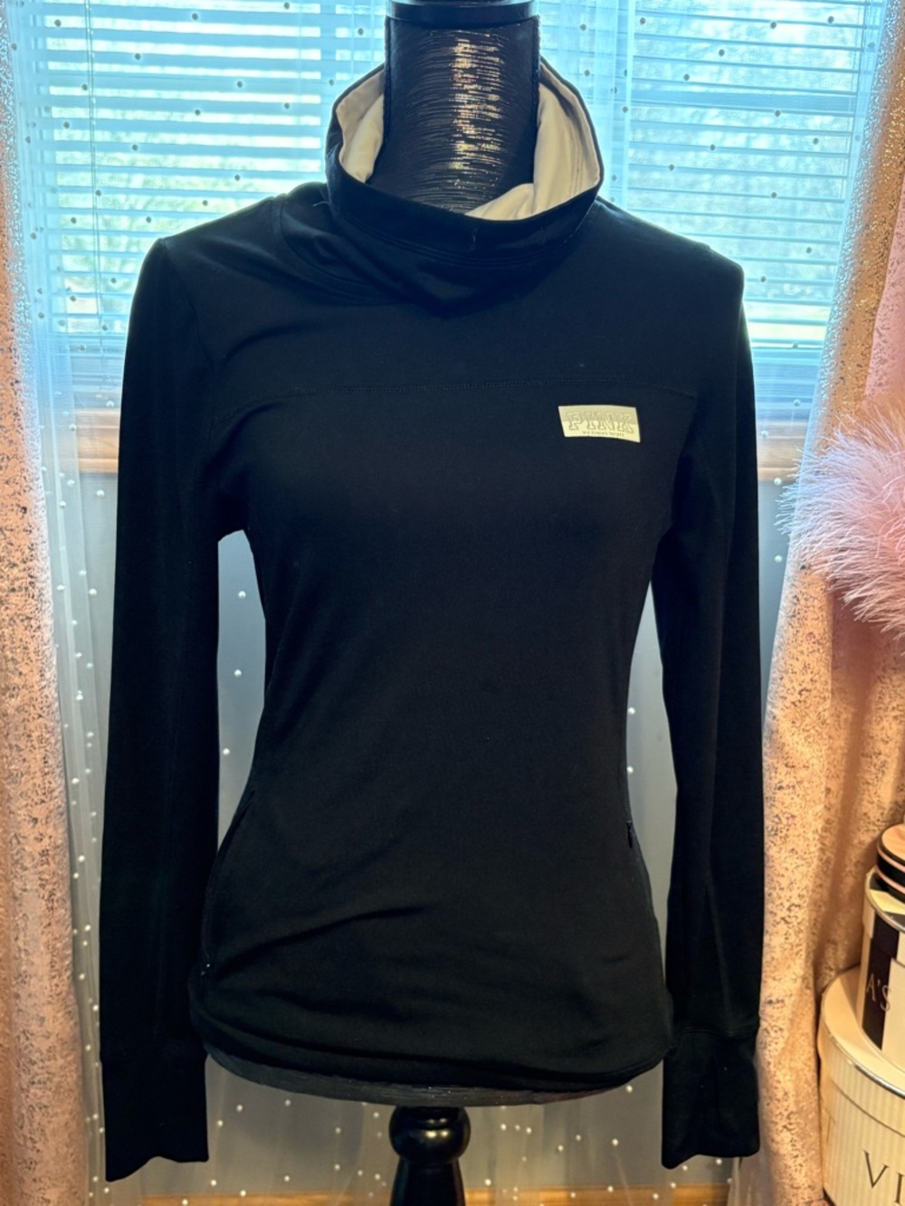 Pink Ultimate Black Funnel Neck Long-Sleeve